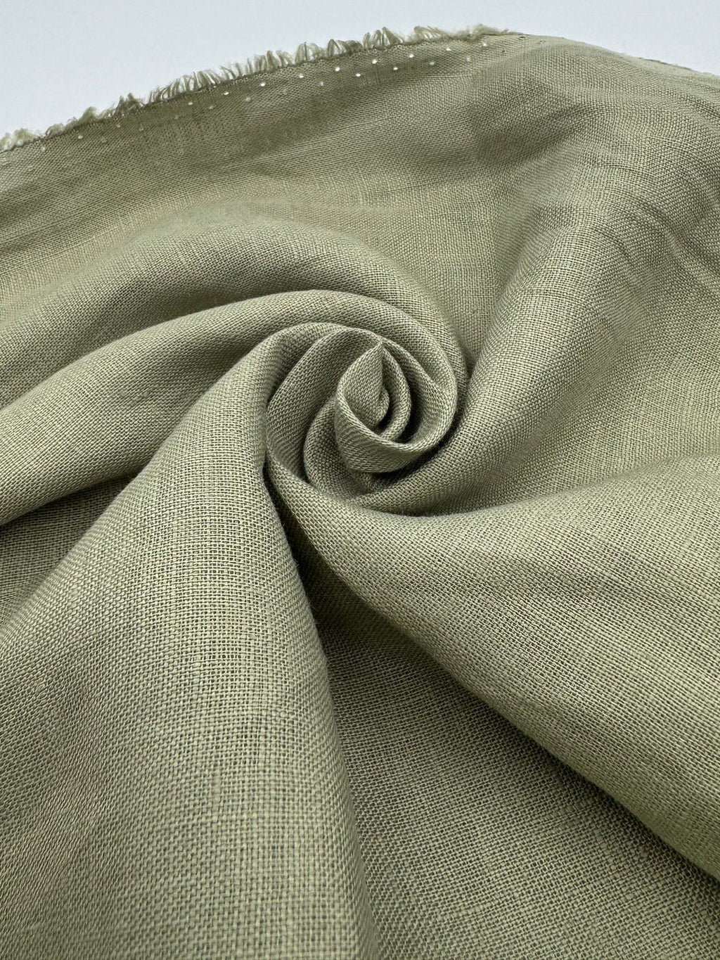 100% Linen Fabric in Almond Green - 57" wide, sold by the yard