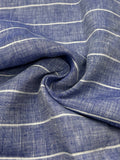 100% Linen Fabric in Indigo Stripe - 57" wide, sold by the yard