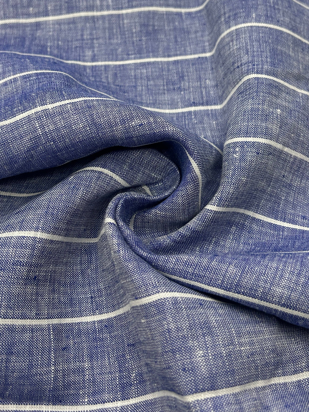 100% Linen Fabric in Indigo Stripe - 57" wide, sold by the yard