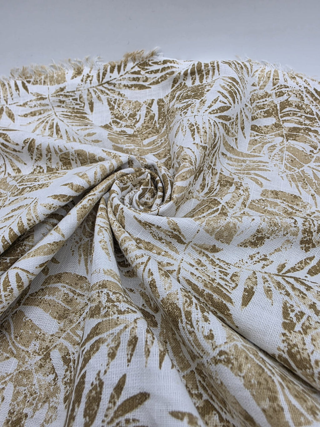 Printed Cotton Linen Fabric in Golden Palm - 57" wide, sold by the yard