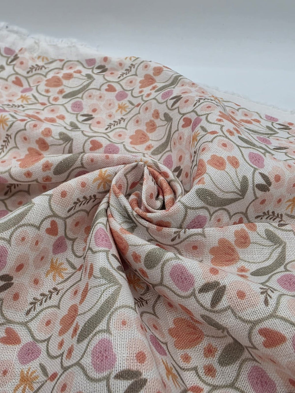 Printed Cotton Linen Fabric in Spring Folk - 57" wide, sold by the yard