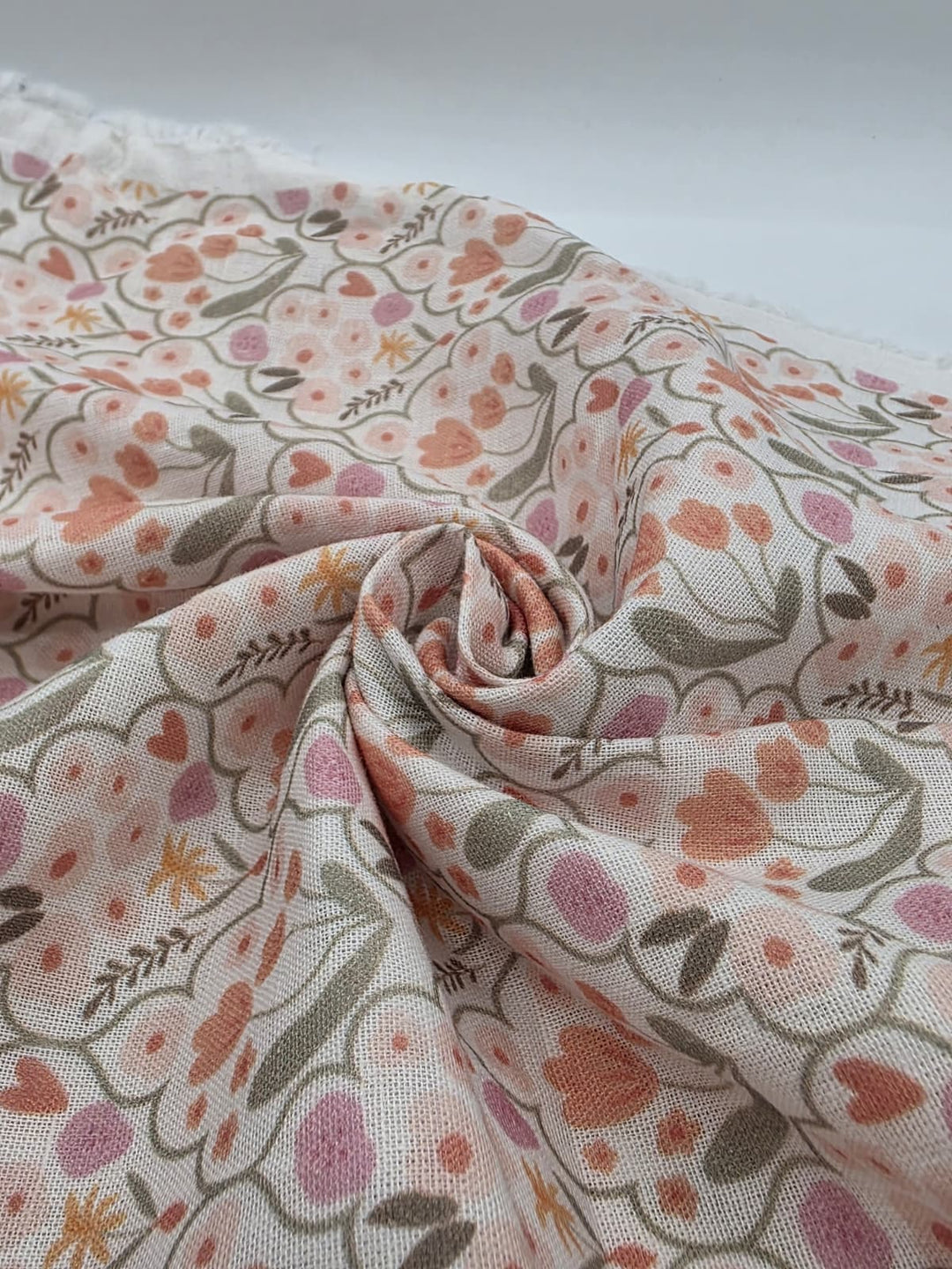 Printed Cotton Linen Fabric in Spring Folk - 57" wide, sold by the yard