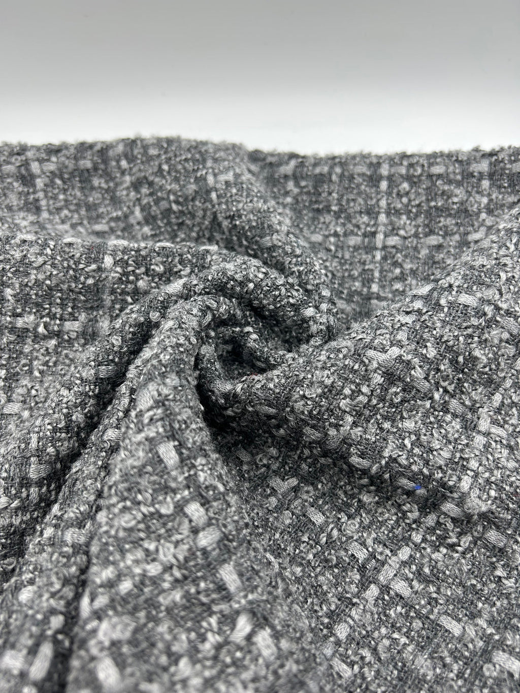 Bouclé Tweed Fabric in Charcoal - 59" wide, sold by the yard