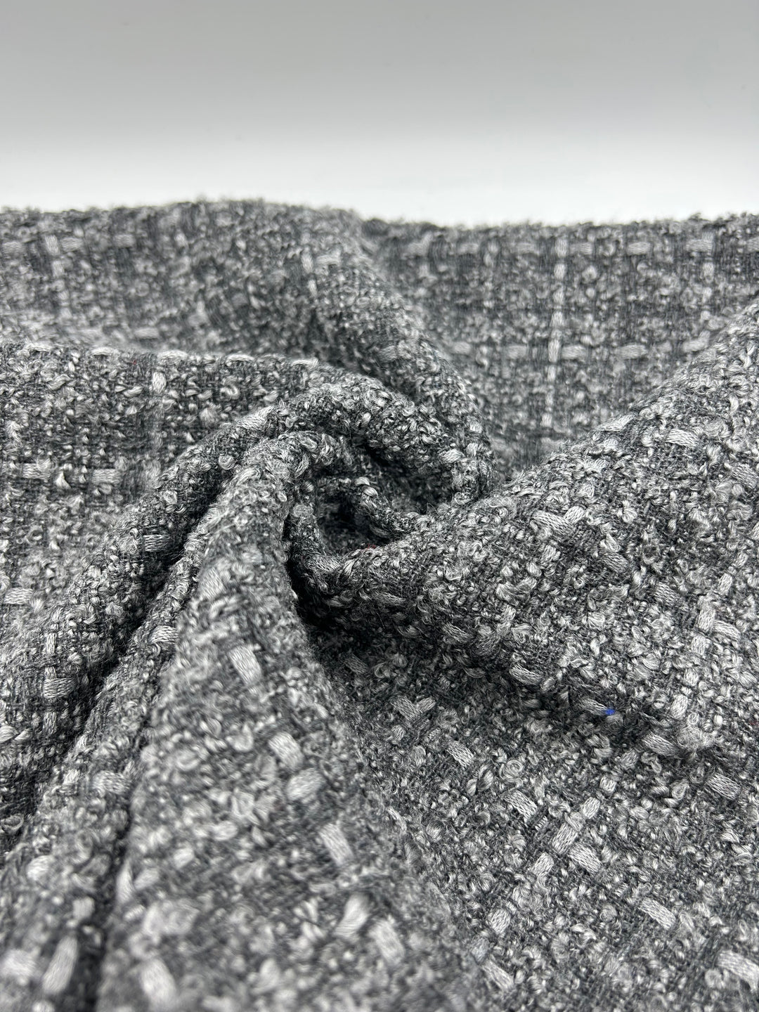 Bouclé Tweed Fabric in Charcoal - 59" wide, sold by the yard