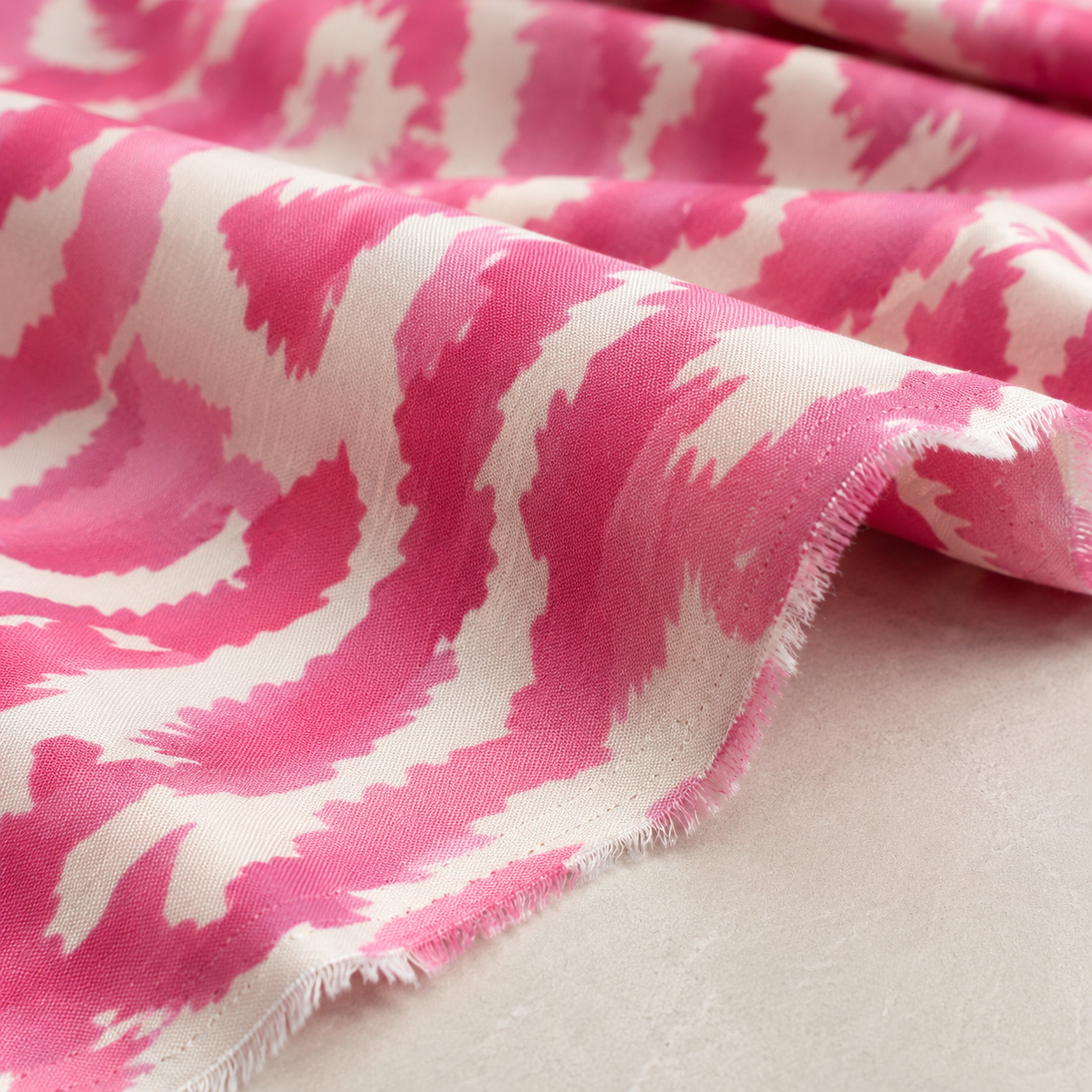 Pink-Cream Cloud-Effect Viscose Fabric - 100% Cotton Content - Viscose Fabric - 59 Inches