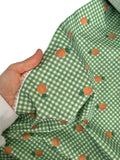 100% Cotton Poplin Fabric - Green Gingham Pineapple Print