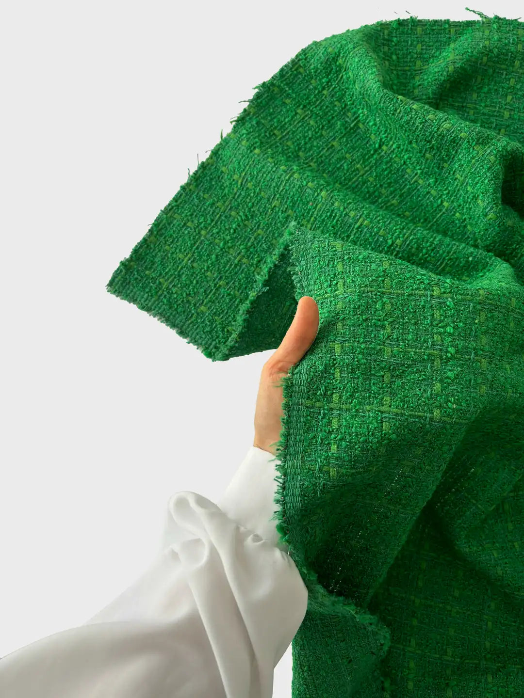 Premium Boucle Chanel Tweed Fabric - Benetton Green
