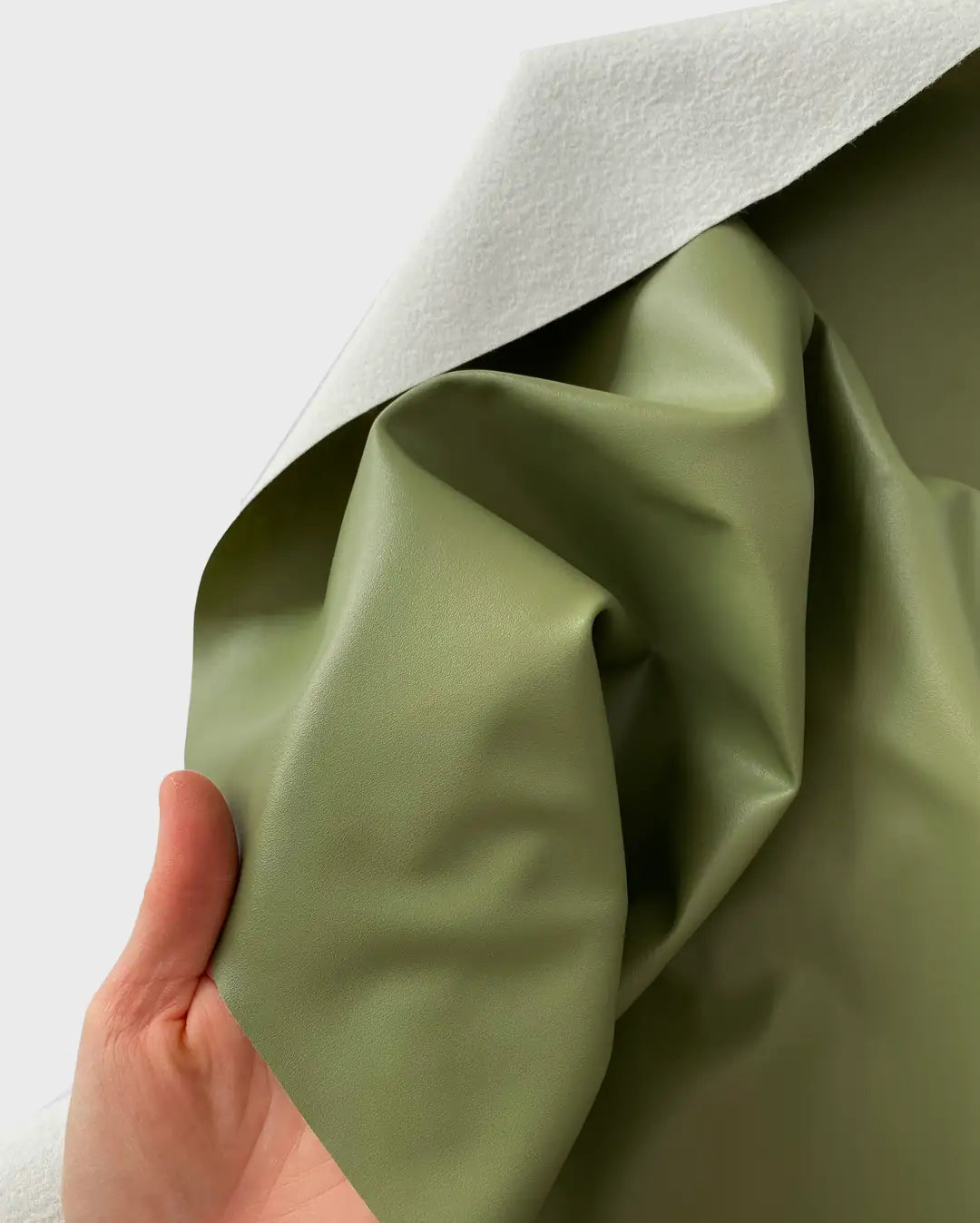 Brushed Zara Faux Leather Fabric - Sage Green