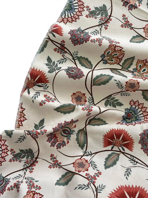100% Cotton Ethnic Floral Print Canvas Fabric