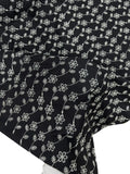 Floral Print Scalloped Fabric - Black
