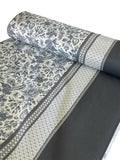 Duck Fabric - Watercolor Border Anthracite