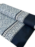 Duck Fabric - Watercolor Border Navy Blue