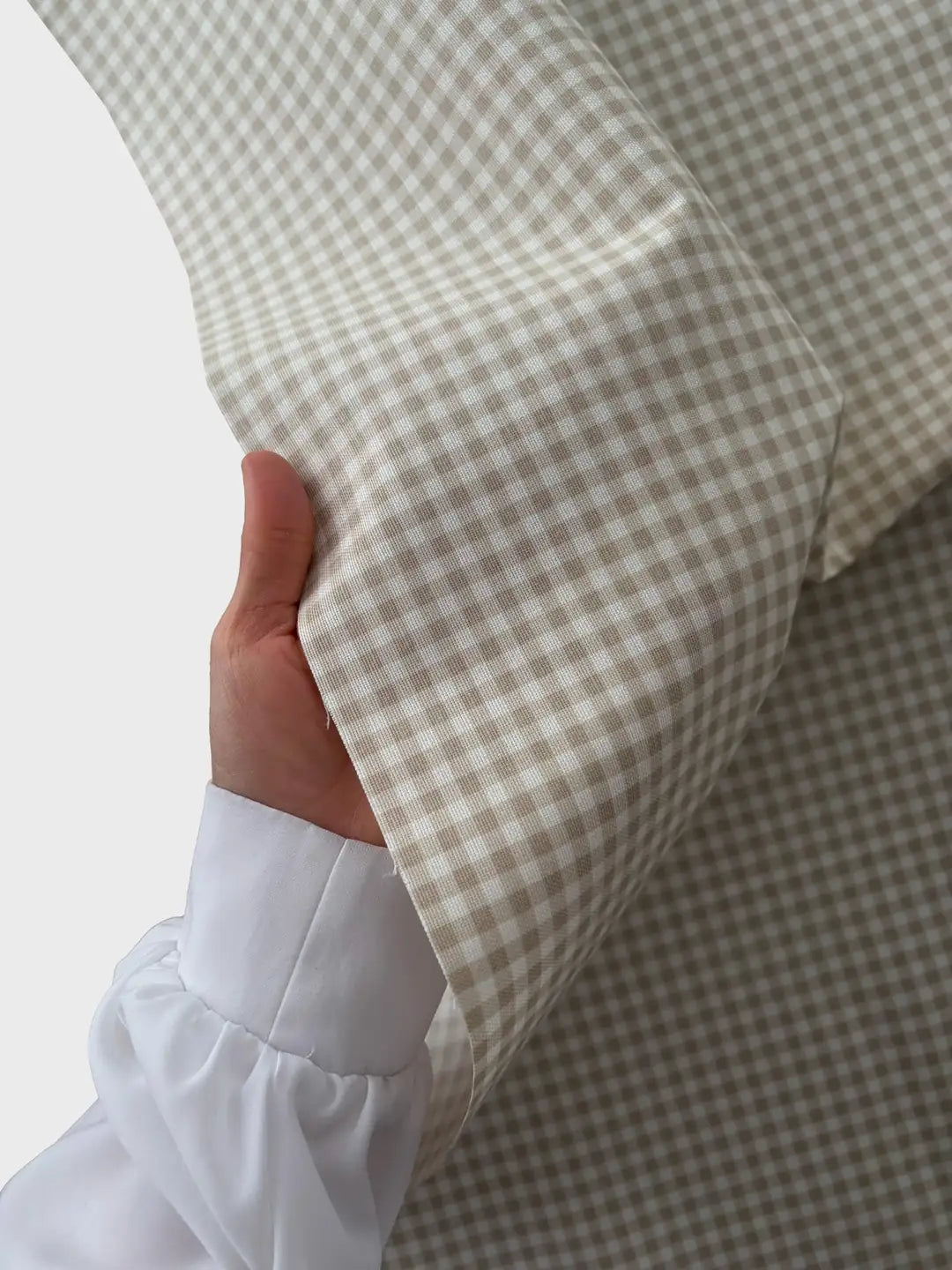 Duck Fabric - Beige Gingham
