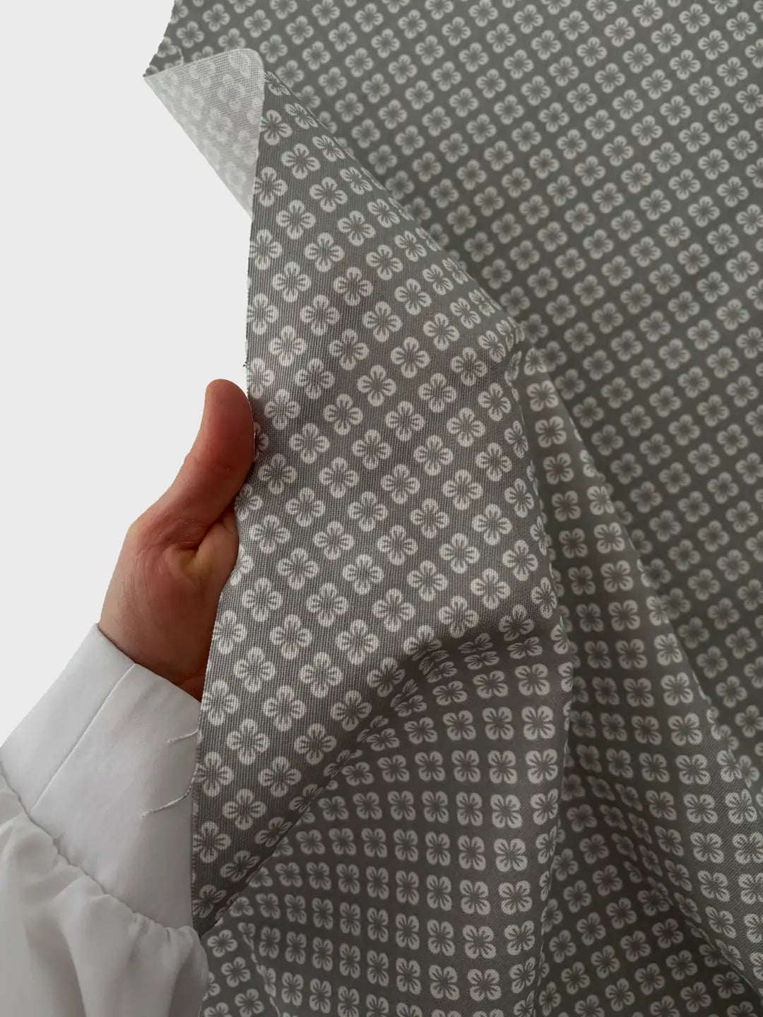 Duck Fabric - Gray Floral Pattern