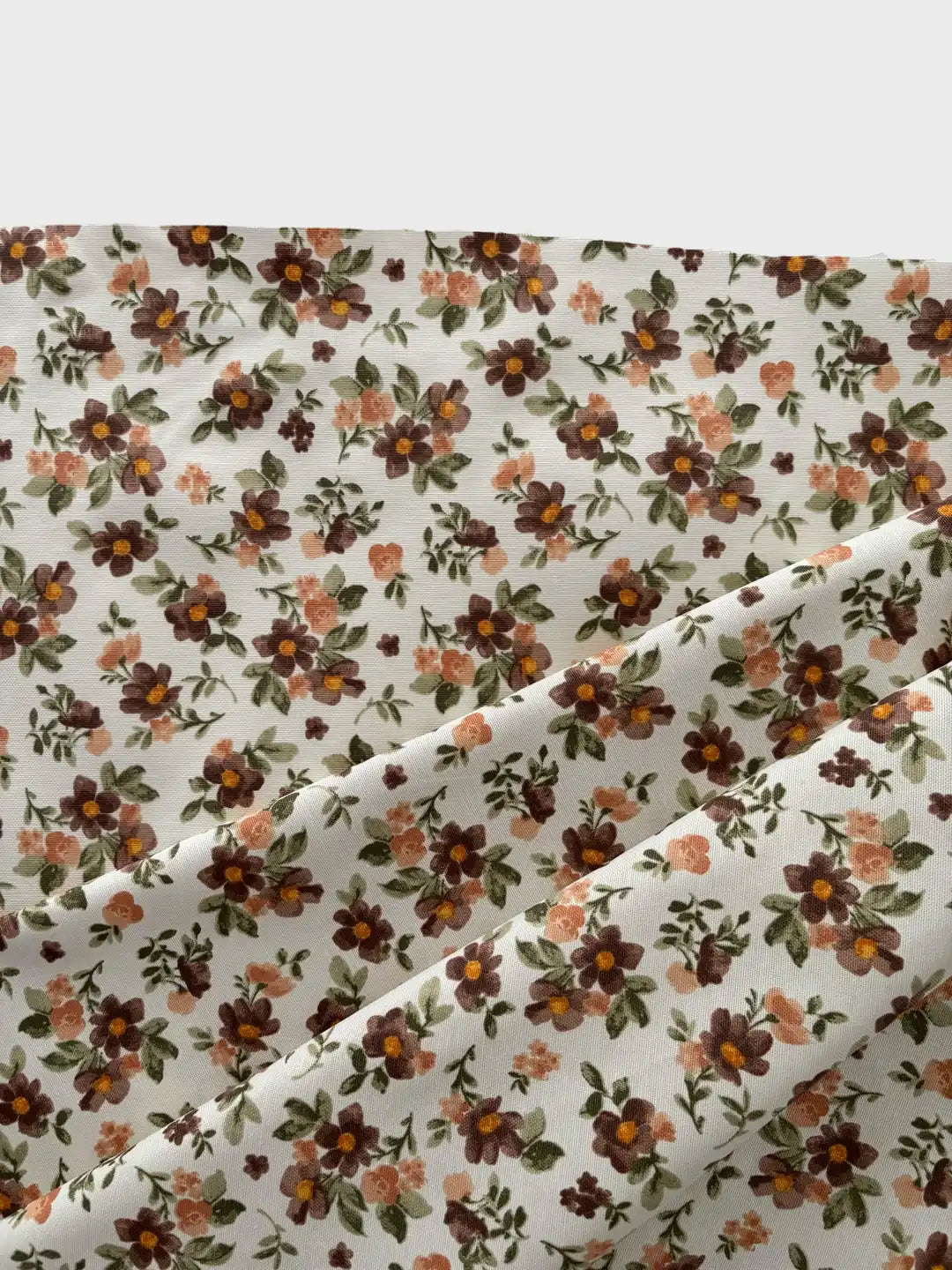 Duck Fabric - Floral Pattern Coffee