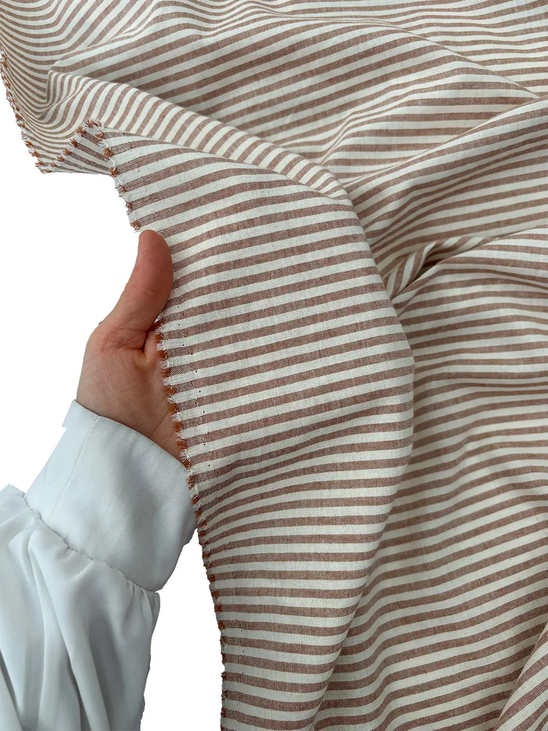 94" Wide 100% Cotton Fine Striped Fabric - Terracotta