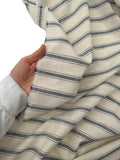 94" Wide 100% Cotton Double Stripe Fabric - Natural/Navy Blue