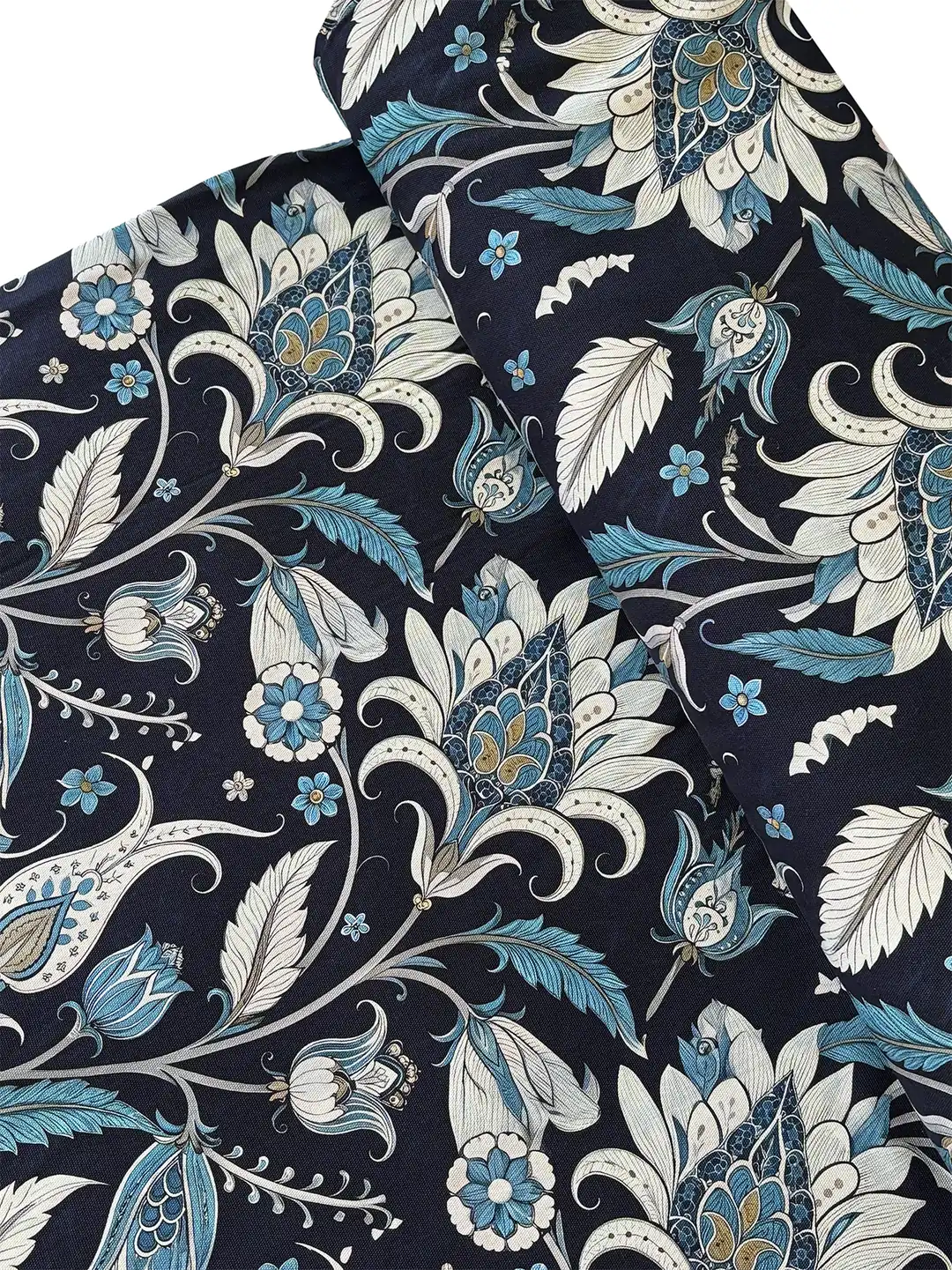 100% Cotton Navy Blue Ethnic Print Canvas Fabric