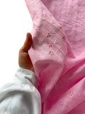 Crisp Cotton Floral Scalloped Fabric - Baby Pink