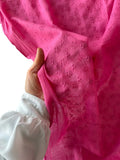 Crisp Cotton Floral Scalloped Fabric - Fuchsia