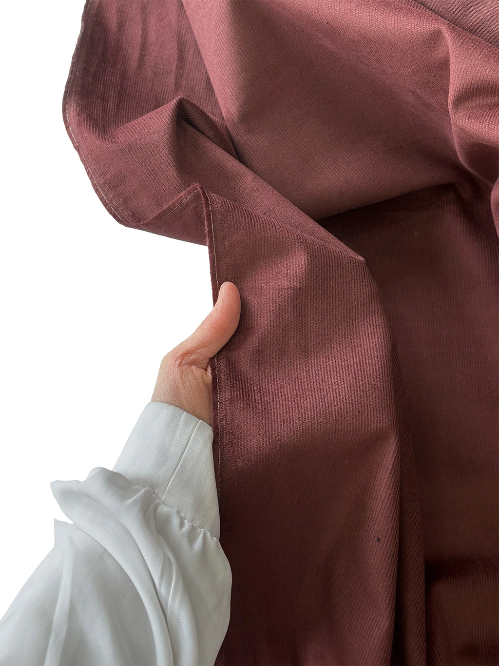 Cotton - Lycra Ribbed Corduroy Fabric Reddish Brown