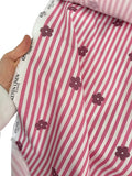 100% Cotton Blue Striped Daisy Print Poplin Fabric - Fuchsia