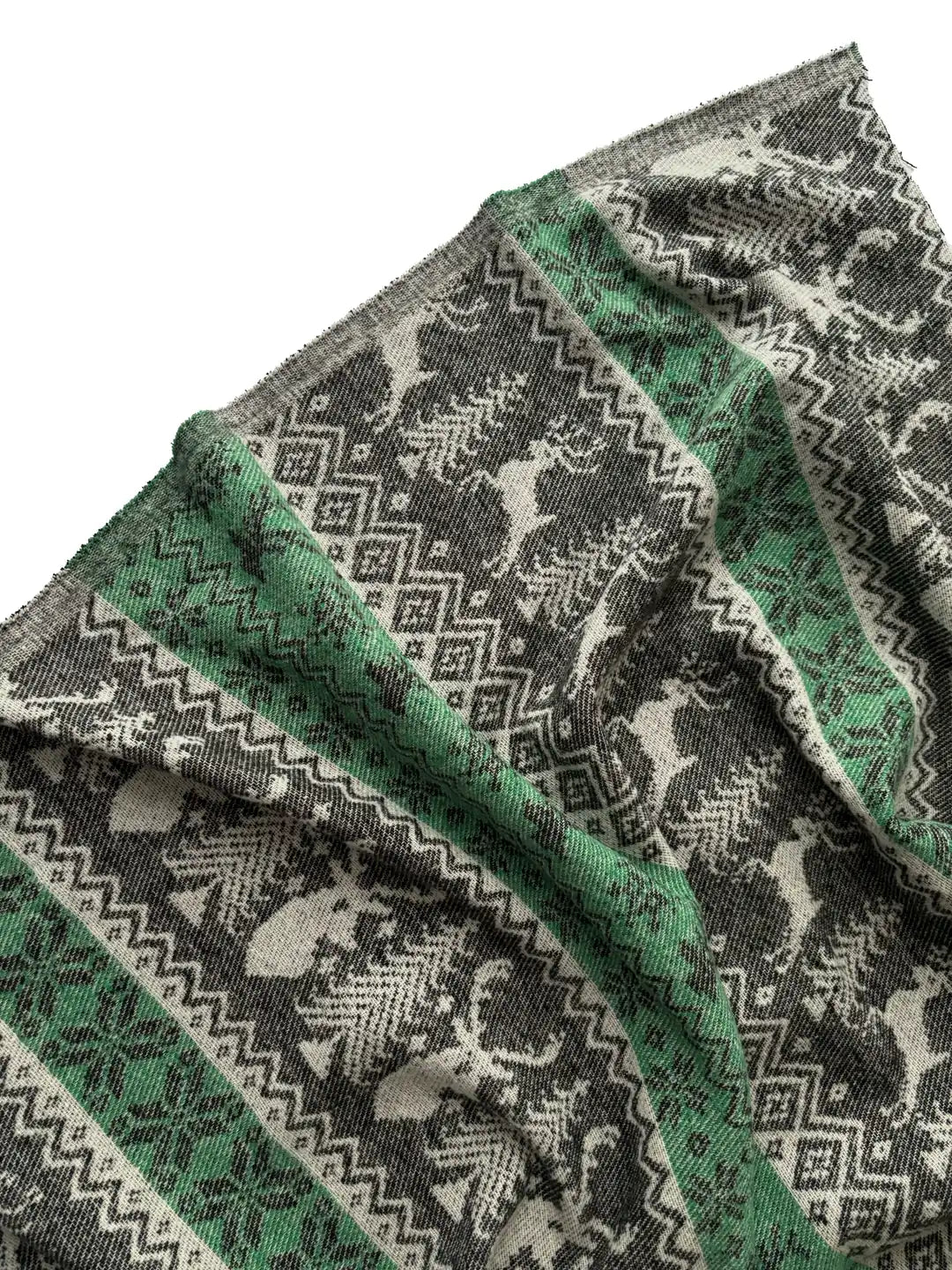 Jacquard Chanel Tweed Fabric Winter Tale Pattern - Green
