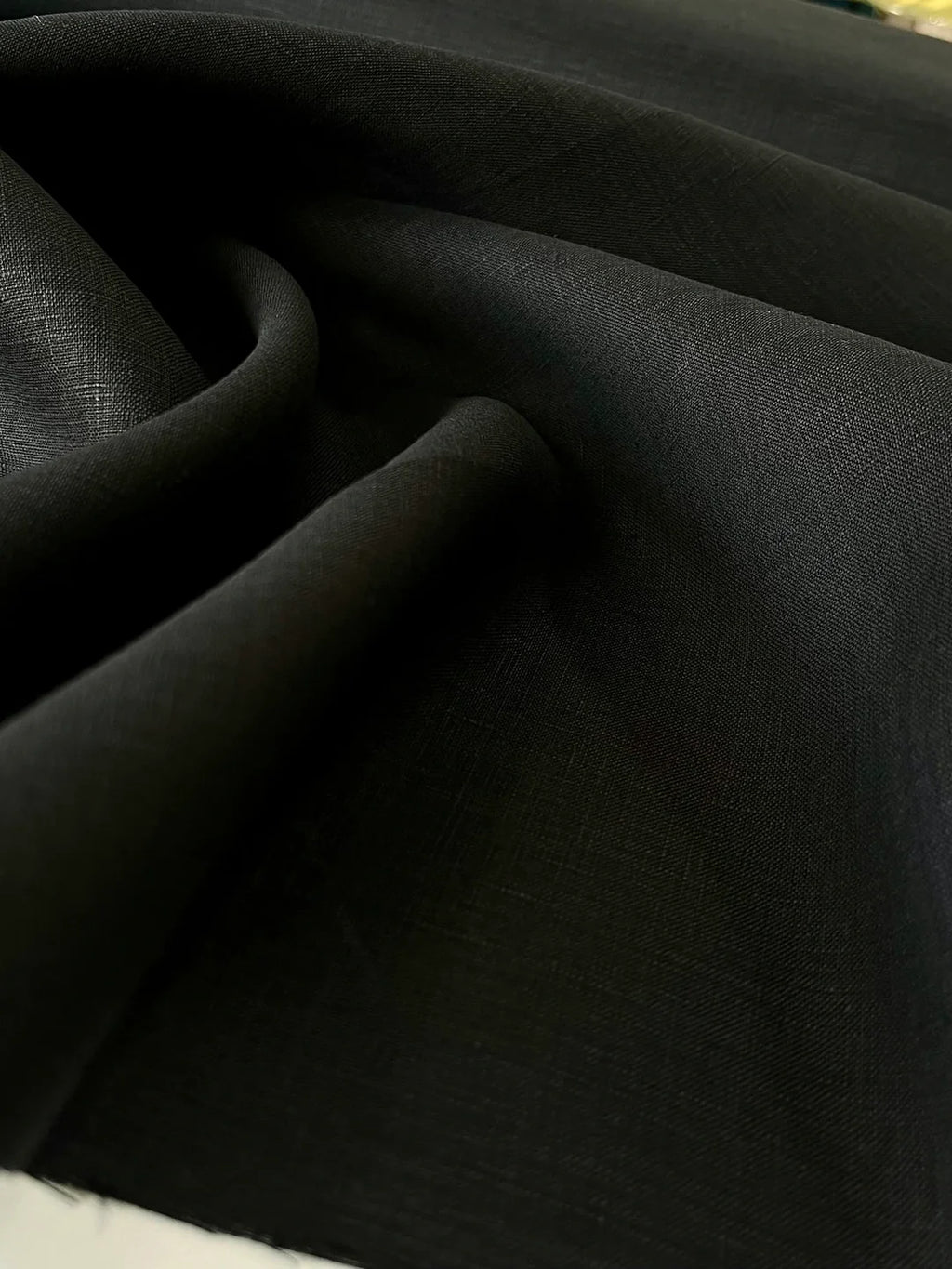 100% Linen Fabric in Black (125 GSM) - 57" wide, sold by the yard