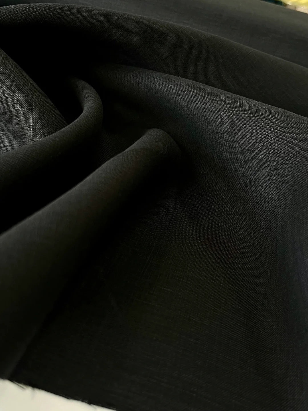 100% Linen Fabric in Black (125 GSM) - 57" wide, sold by the yard
