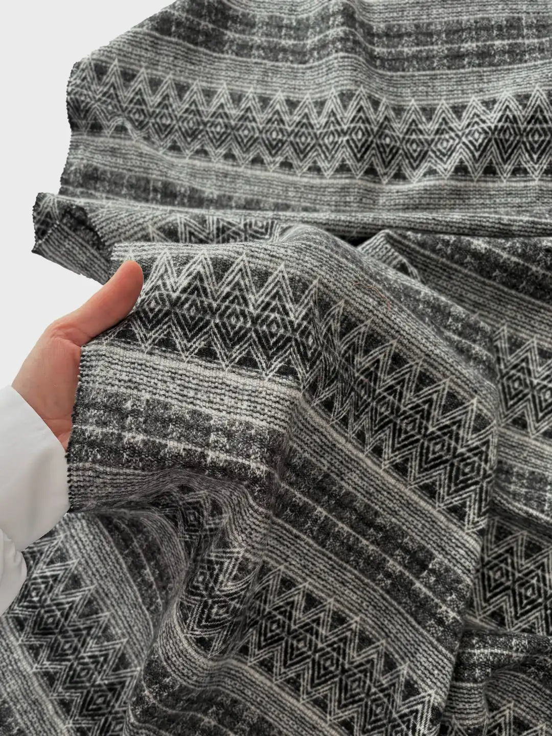 Jacquard Chanel Tweed Fabric Diamond Pattern - Black/Dark Grey