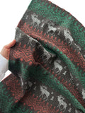 Jacquard Chanel Tweed Fabric Deer Trail Pattern - Green/Terracotta