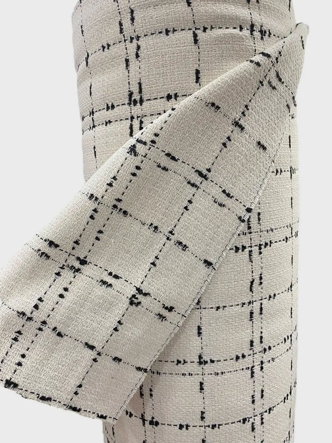 Tweed-Pattern Chanel-Style Fabric - Off-White