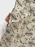 Linen-Textured Scalloped-Edge Fabric