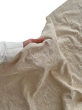 Linen-Textured Embroidered Scalloped Fabric