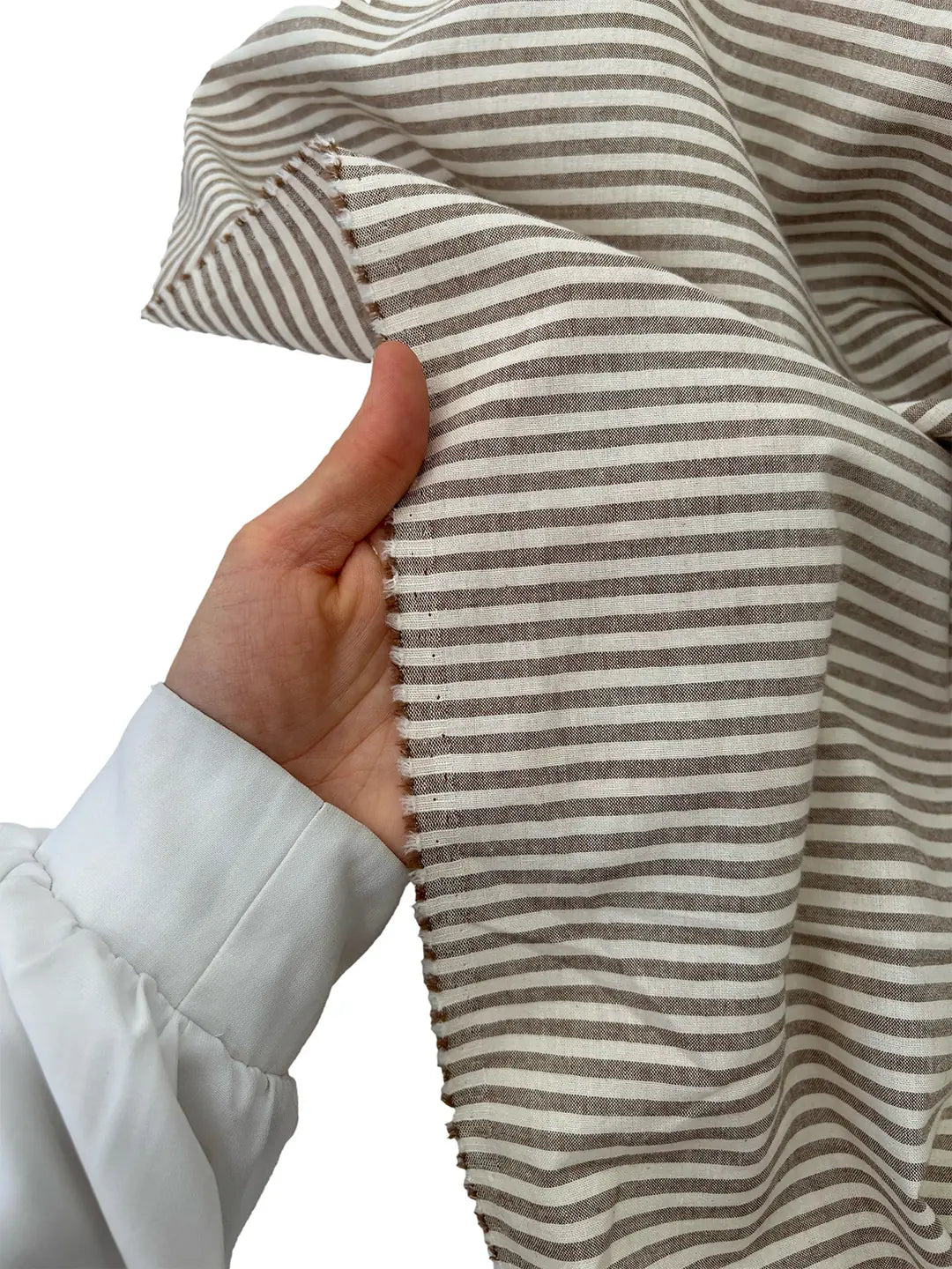 94" Wide 100% Cotton Fine Striped Fabric - Mink