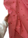 100% Cotton Poplin Fabric - Red Striped Heart Print