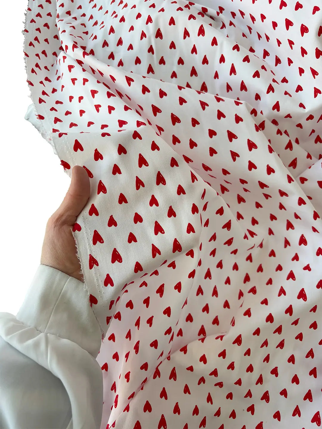 100% Cotton Poplin Fabric - Red Heart Print
