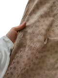Crisp Cotton Floral Scalloped Fabric - Walnut Brown