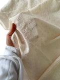 Crisp Cotton Floral Scalloped Fabric - Cream