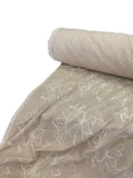Embroidered Slub Cotton Fabric - Beige