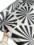 Cotton Satin Geometric Pattern Fabric - Dark Navy