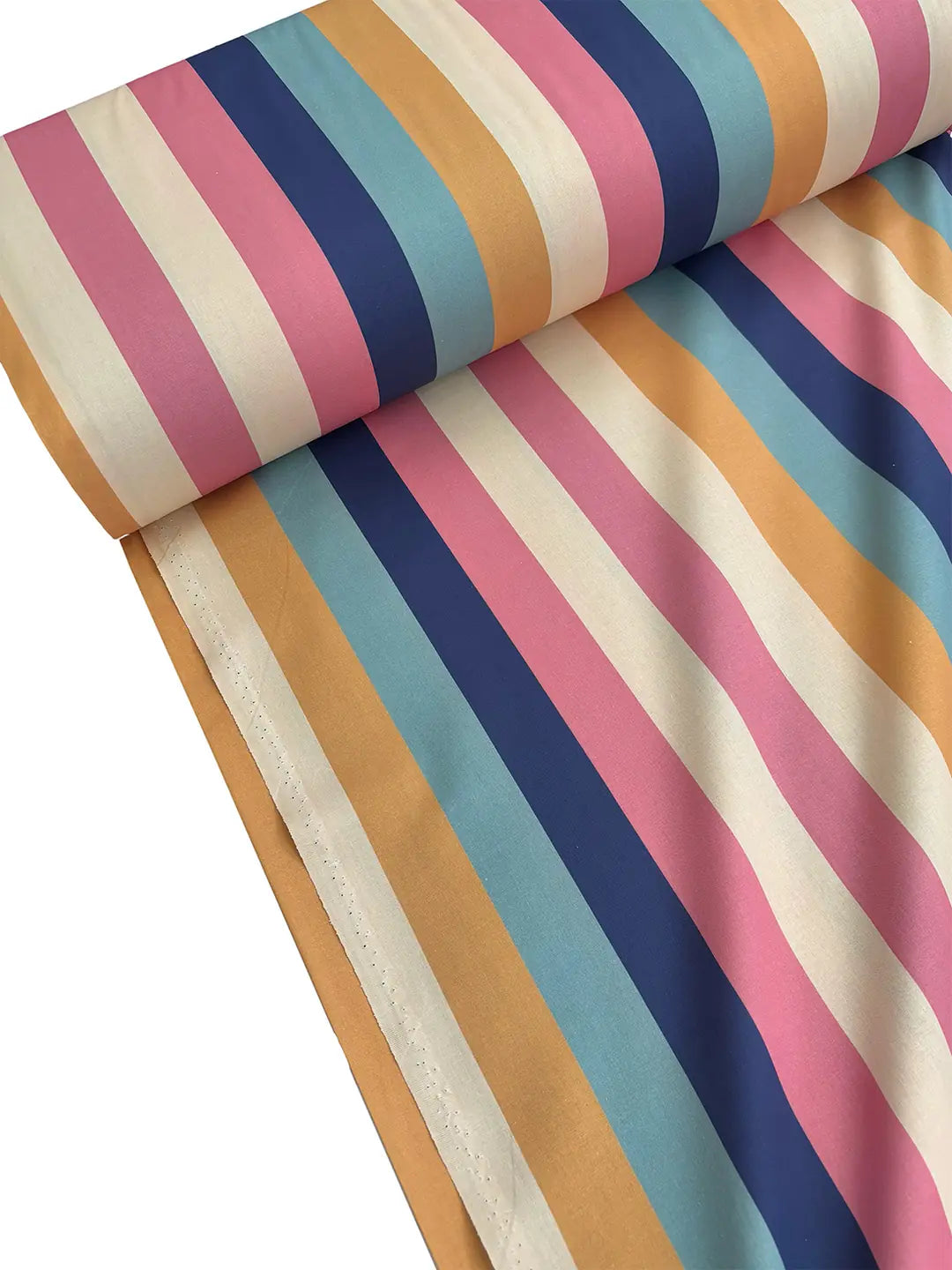 94" Wide 100% Cotton Thick Retro Stripe Fabric - Multicolor