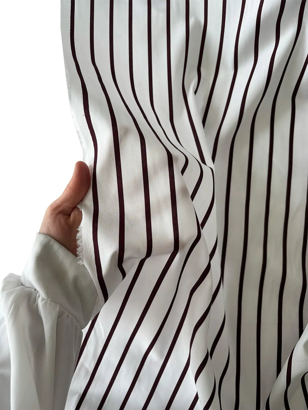 100% Cotton Burgundy Striped Poplin Fabric
