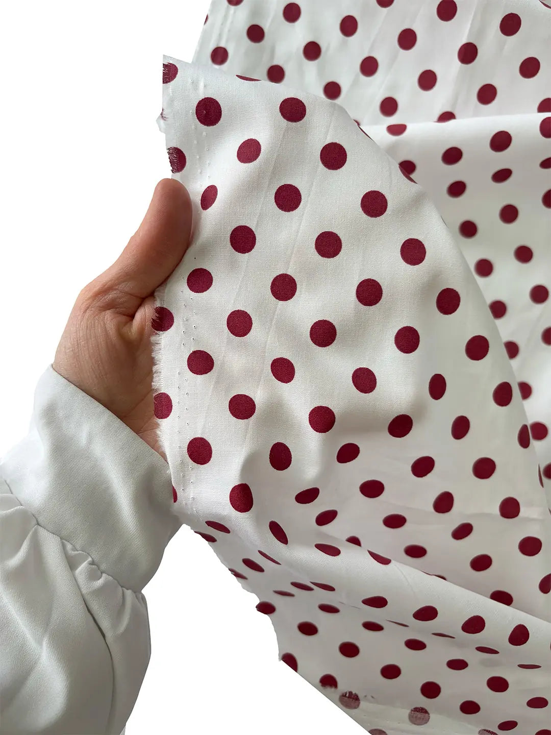 100% Cotton Polka Dot Poplin Fabric - Burgundy