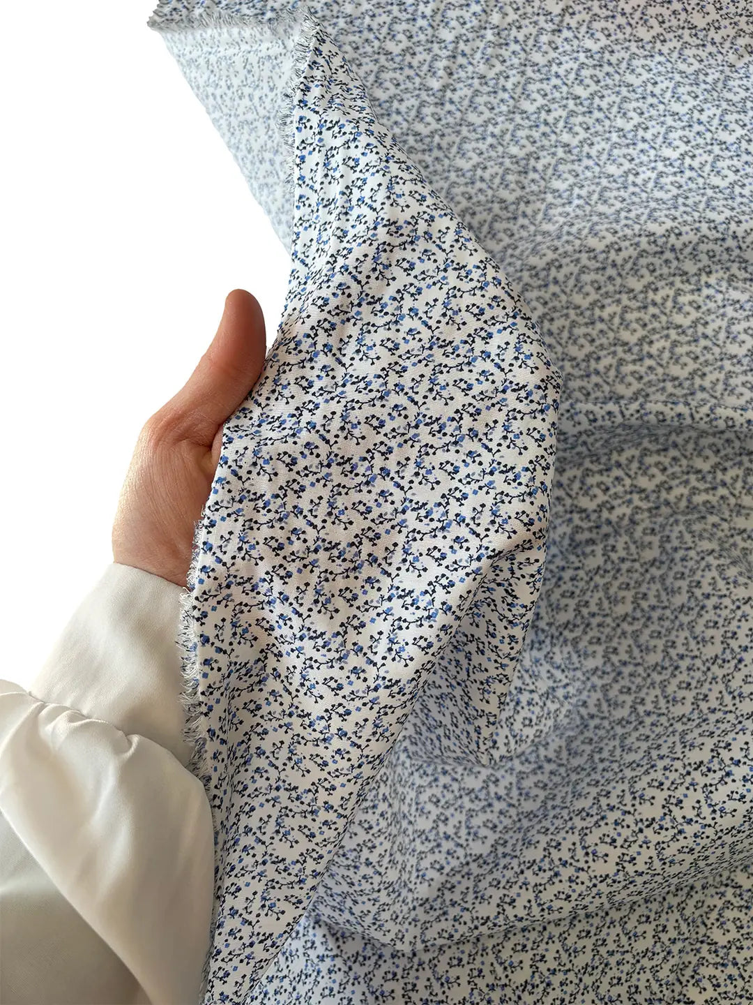 100% Cotton Poplin Fabric - Crisp Blue Floral Print