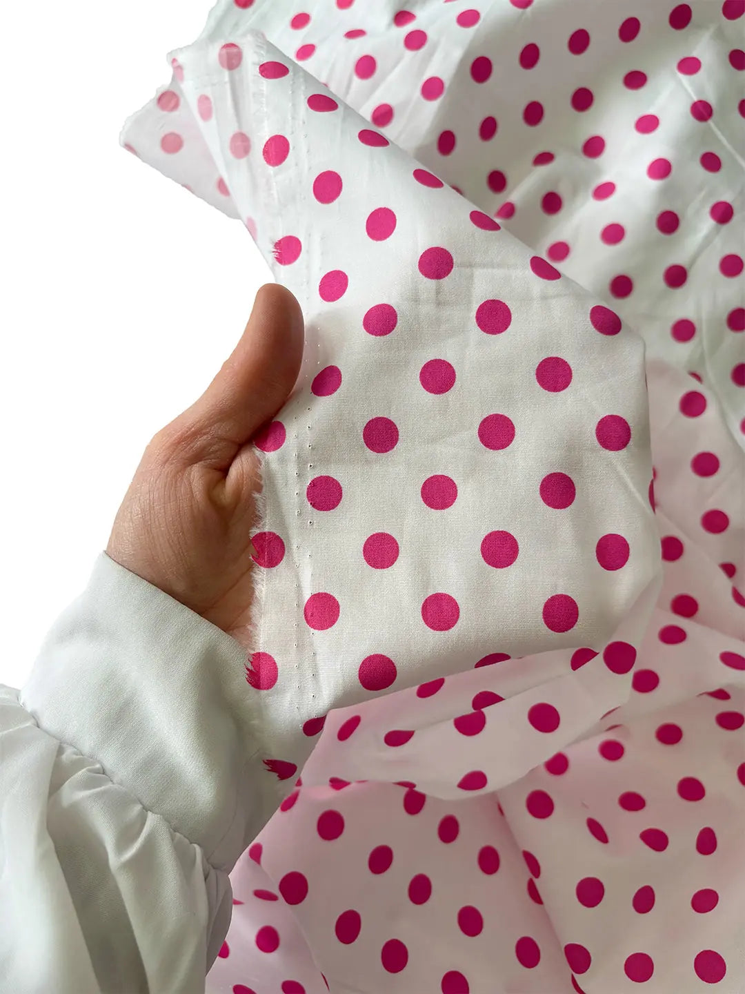 100% Cotton Polka Dot Poplin Fabric - Fuchsia