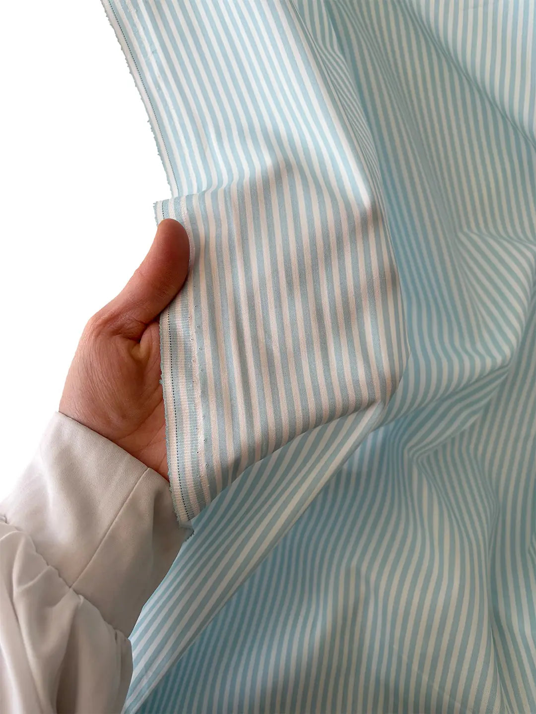 100% Cotton Poplin Fabric - Blue Striped