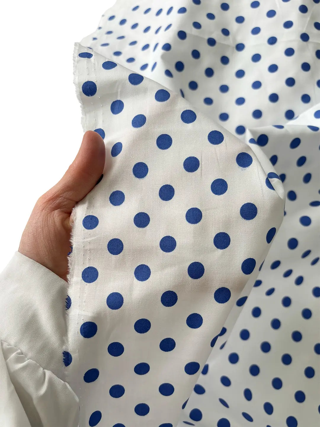 100% Cotton Polka Dot Poplin Fabric - Sax Blue