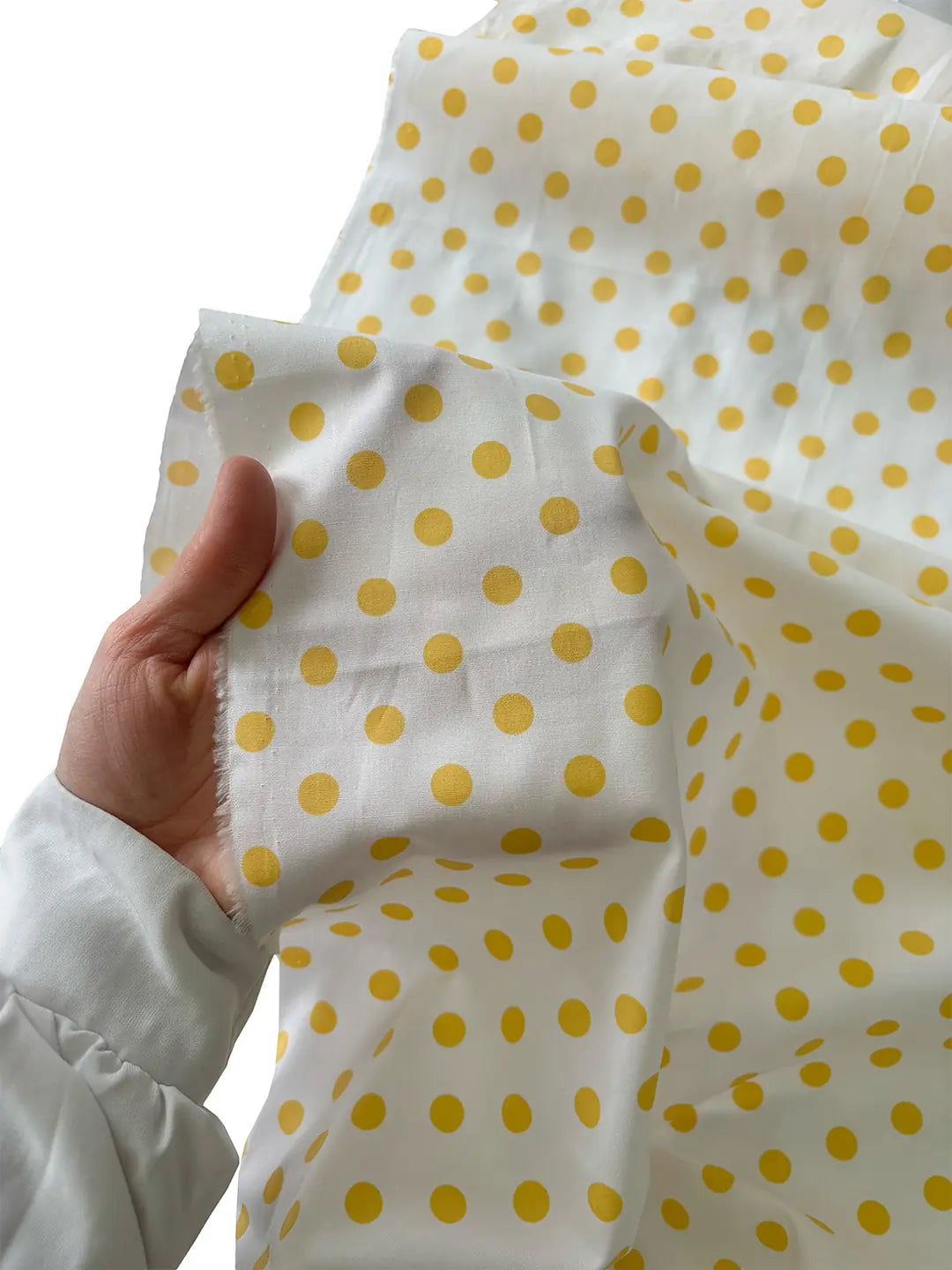 100% Cotton Polka Dot Poplin Fabric - Yellow