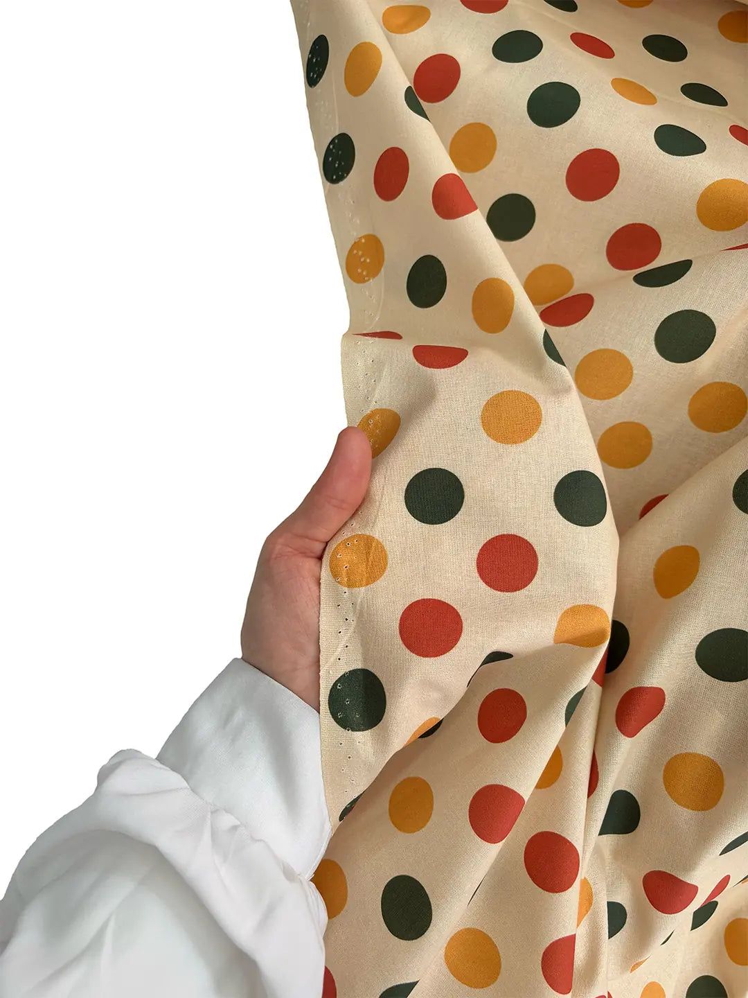 94" Wide 100% Cotton Polka Dot Fabric - Terracotta/Mustard
